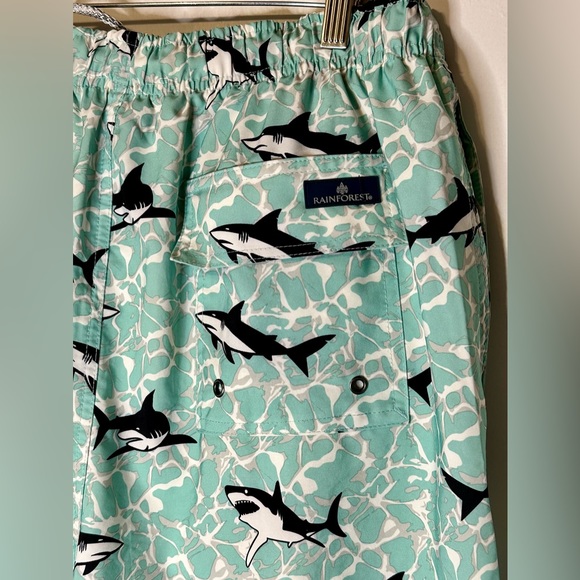 Rainforest Jaws II Quick-dry Swim Trunks Four Way Stretch Water Resistant Aqua L - Picture 9 of 9
